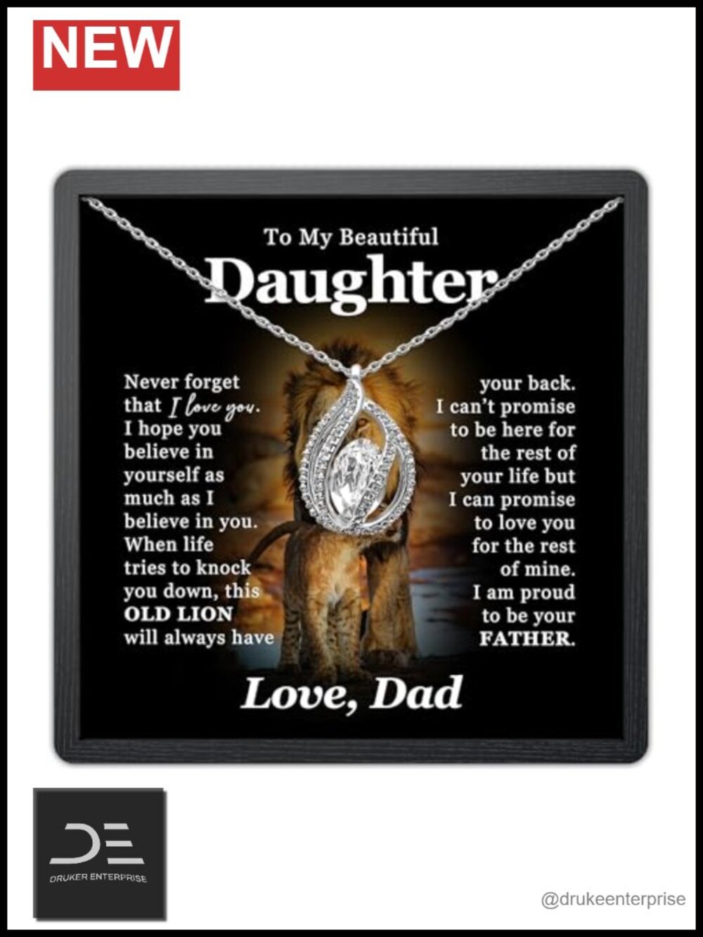 Titanium Alloy Swarovski Crystal Necklace Pendant from Dad Daughter Gift